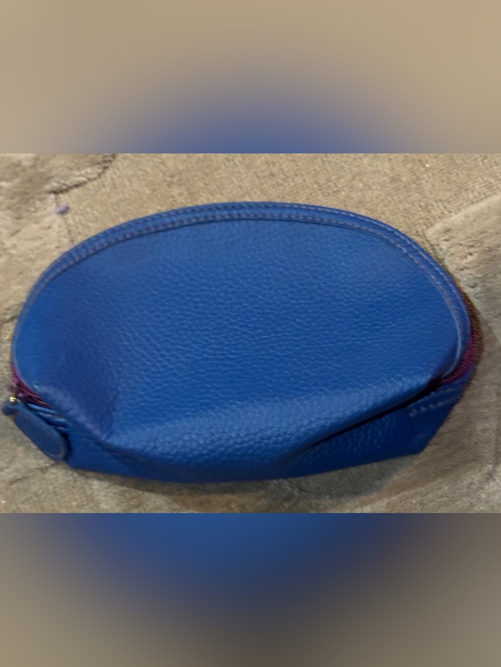 Neiman Marcus Royal Blue Pebbled Leather Cosmetic Pouch